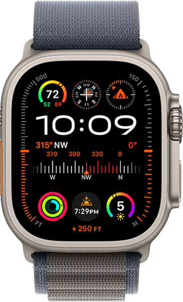 Apple Watch Ultra 2 (49mm) in Titanium / Blue Alpine Loop - M